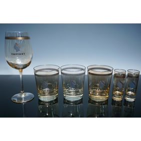 6pc Caesars Etched Glassware Set with Gold Trim