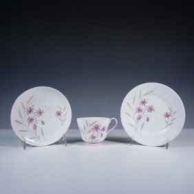 3pc Shelley Fine Bone China Pink Floral Tea Trio Set