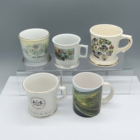 5pc Porcelain Pennsylvania and Assorted Mugs