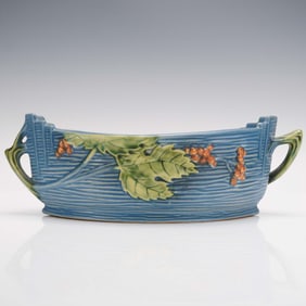 Roseville Pottery Bushberry Blue Console Bowl, 385-10
