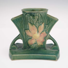 Roseville Pottery Clemantis Triple Neck Vase