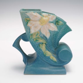 Roseville Pottery Clematis Cornucopia Vase