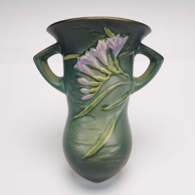 Roseville Pottery Wall Pocket, Freesia 1296-8