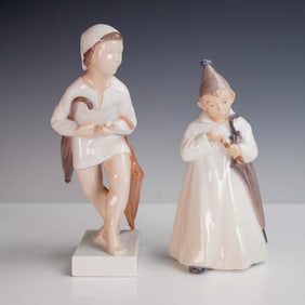 2pc Porcelain Figurines, Sandman by Royal Copenhagen & Bing & Grondahl