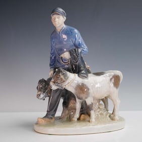 Royal Copenhagen Porcelain Figurine, Boy with Calves