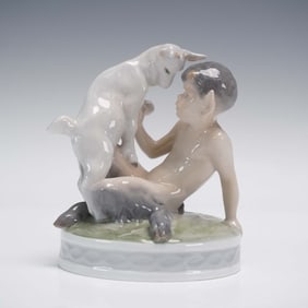 Royal Copenhagen Porcelain Figurine, Faun with Goat 498