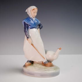 Royal Copenhagen Porcelain Figurine, Girl Walking with Goose No. 528