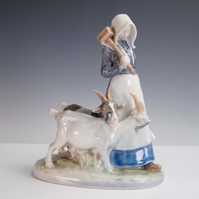 Royal Copenhagen Porcelain Figurine, Girl with Goats