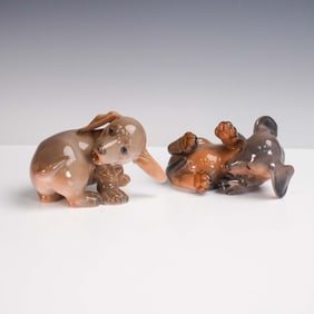 2pc Royal Copenhagen Porcelain Figurines, Dachshund Puppies