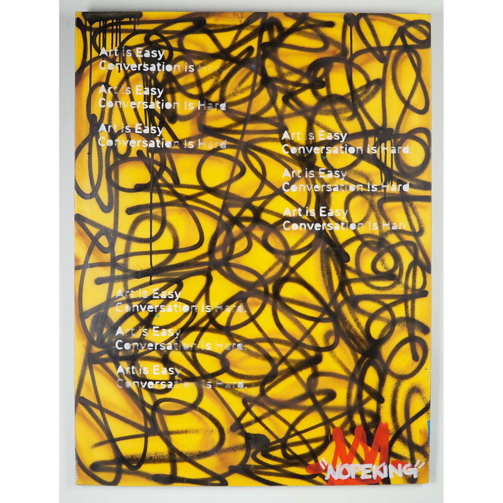 Nopeking, Spray Paint & Stencil on Canvas, Art is Easy Conversation is Hard (1 of 5)