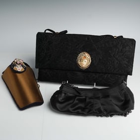 3pc Black and Gold Evening Handbag Set, Including Lewis