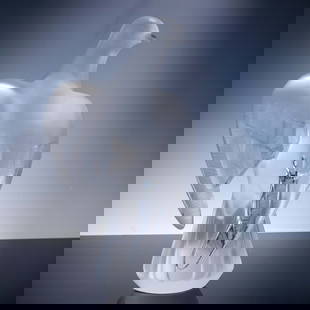 Lalique Crystal Figurine, Perched Dove: Lalique crystal figurine featuring a perched dove, showcasing the brand's mastery in capturing natural grace and form. The frosted body contrasts beautifully with the clear base, emphasizing the dove'