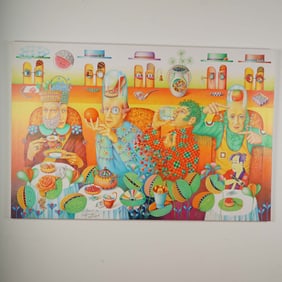 Igor Tulipanov, Artist Proof Giclee on Canvas, Surrealist Tea Scene, Signed
