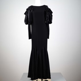 Shirley Parker London Black Satin Evening Gown