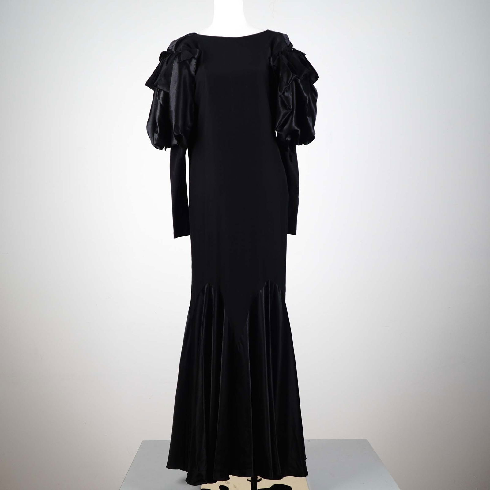 Shirley Parker London Black Satin Evening Gown (1 of 9)