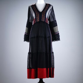 Valentino Embroidered-Textured Party Dress, Size 6