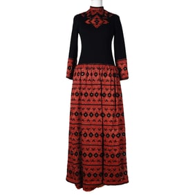 Women's Vintage Evening Sweater Dress, Black and Red, Size 6-8