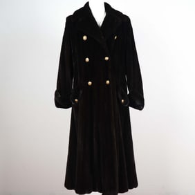 Ben Kahn Women's Fur Coat with Sash Belt, Size Med.