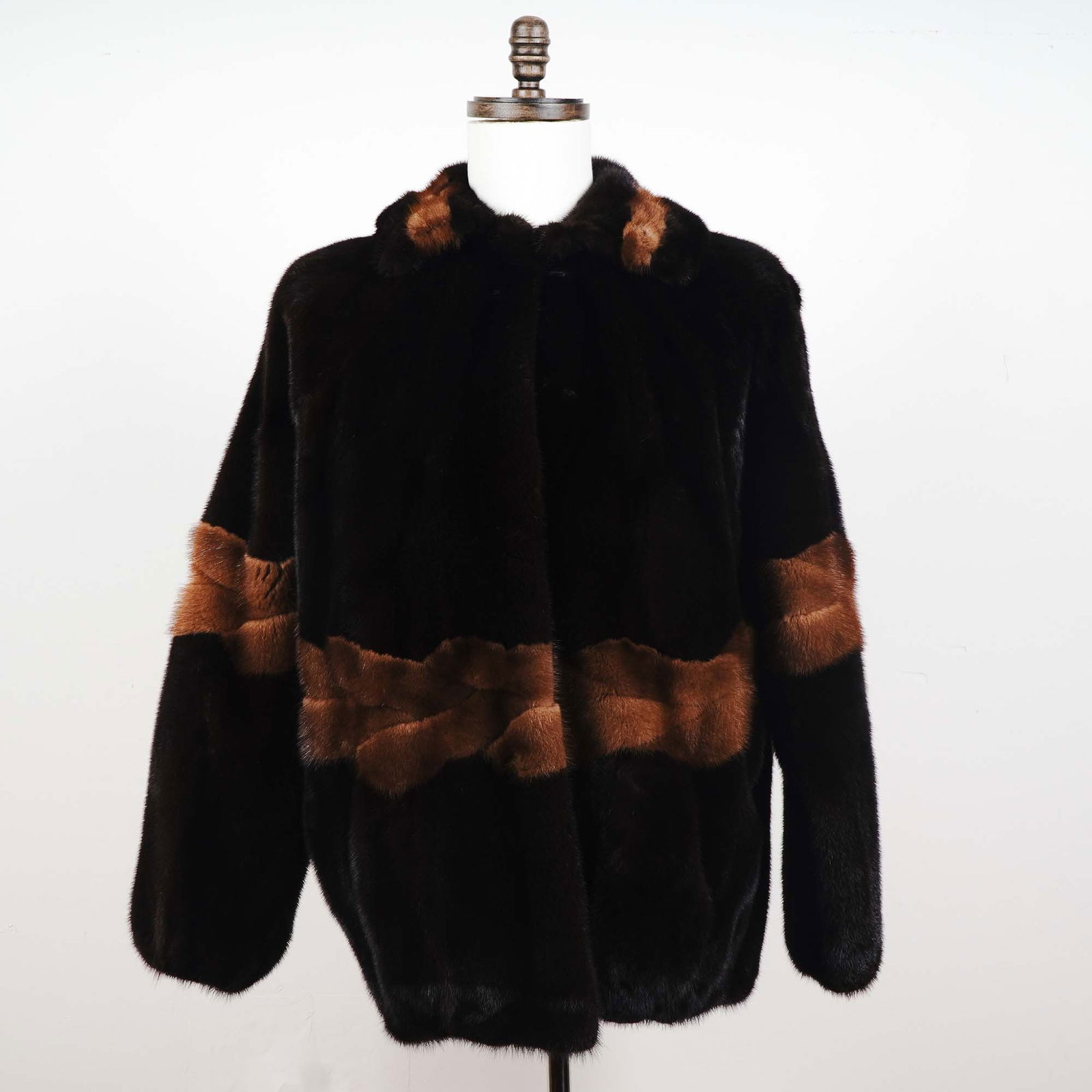 Revillon Mahogany Banded Fur Coat, Size Med. (1 of 7)