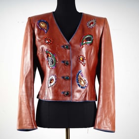 Yves Saint Laurent Rive Gauche Embellished Leather Jacket