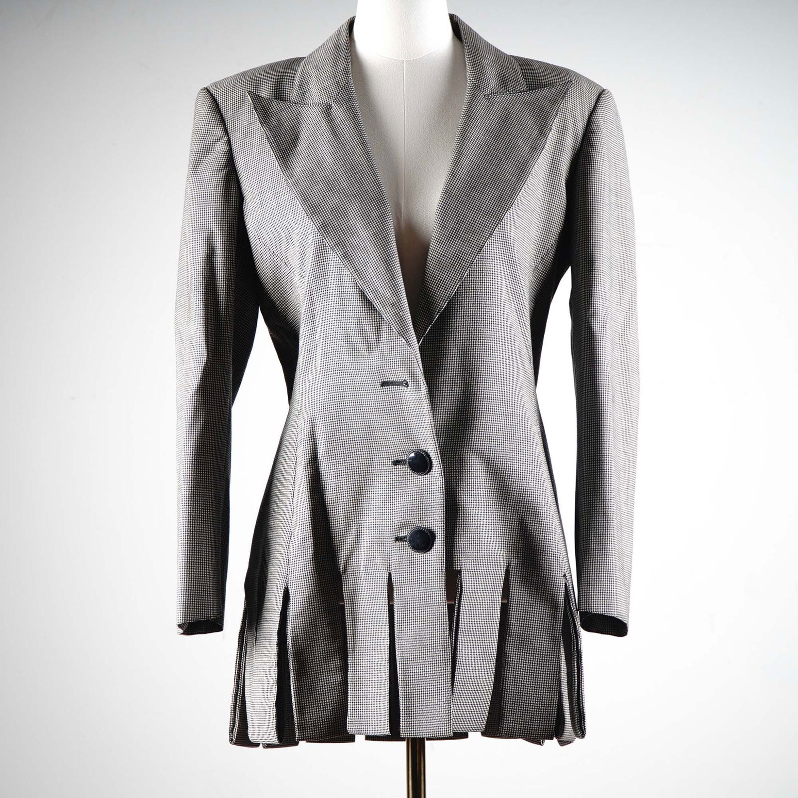 Valentino Women's Houndstooth Jacket with Pleated Hem, Size 10 (1 of 7)