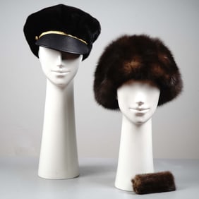 3pc Lenore Marshall Women's Fur Hats + Handle Cover