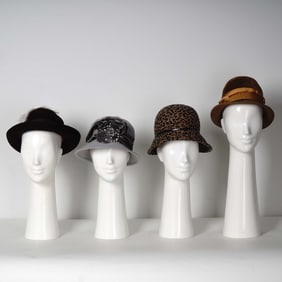 4pc Wool Bucket Hats and Fedora, No Size