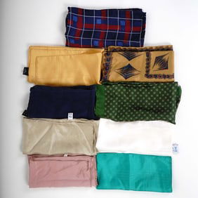 9pc 100% Silk Scarves, Includes Yves Saint Laurent