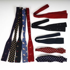 10pc F.R. Tripler & Co. Silk Self-Tie Bow Ties, Equestrian & Geometric