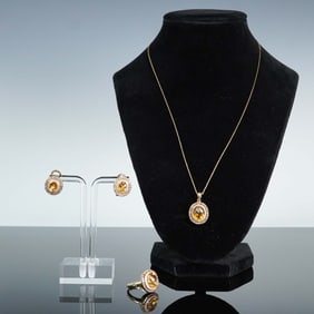 Estate 14kt Suite of Diamonds and Citrine