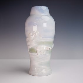 Porcelain Vase with High Relief Polar Bear