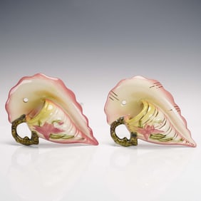 Pair of Hull Pottery Woodland Shell Wall Pockets
