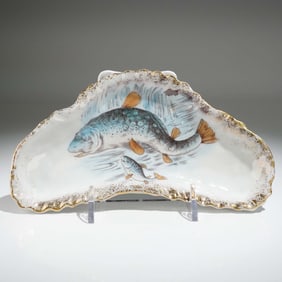 Carlsbad Austria Porcelain Fish Plate with Gilt Trim
