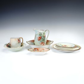 9pc Hand Painted Limoges Plates and Serve Ware