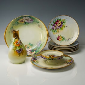 10pc Hand Painted Gilded Serving Pieces