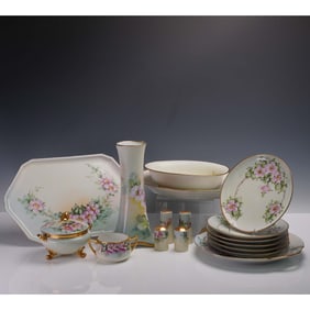17pc Hand Painted Floral Limoges Tableware