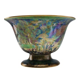 Wedgwood Black Fairyland Lustre Punch Bowl, Woodland Bridge Z4968