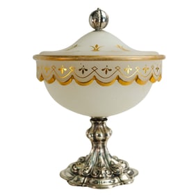 Vintage Opaline and Silver Bonbonniere