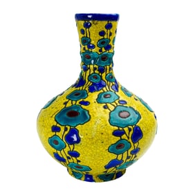Art Deco Boch Keramis Round Vase with Straight Neck D815