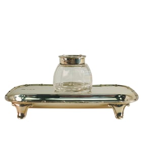 Edward VII Hallmarked Silver Ink Stand by Edward Souter Barnsley & Company
