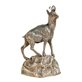 Antique Silver Chamois Figurine