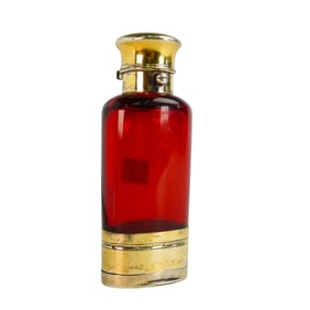 Ruby Glass Scent Bottle Vinaigrette SAMPSON MORDAN & CO, London 1869