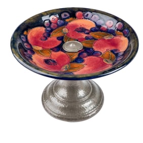 Moorcroft Pottery Pomegranate Tazza with Pewter Stand