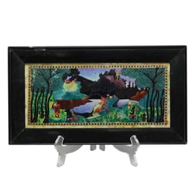 Wedgwood Fairyland Lustre Plaque, Picnic by a River Z5156
