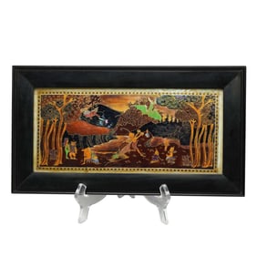 Wedgwood Fairyland Lustre Plaque, Picnic by a River Z5158