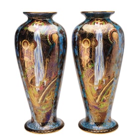Pair of Wedgwood Fairyland Lustre Vases, Candlemas