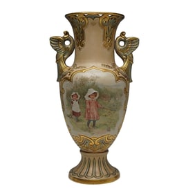 Doulton Lambeth Eliza Simmance Carrara Ware Vase Decorated by Ada Dennis