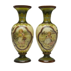 Pair of Doulton Lambeth Ada Dennis Vases