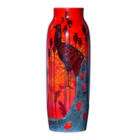Royal Doulton Flambe Sung Peacock Design Vase