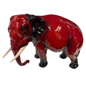 Royal Doulton Flambe Figure, Large Elephant with White Tusks